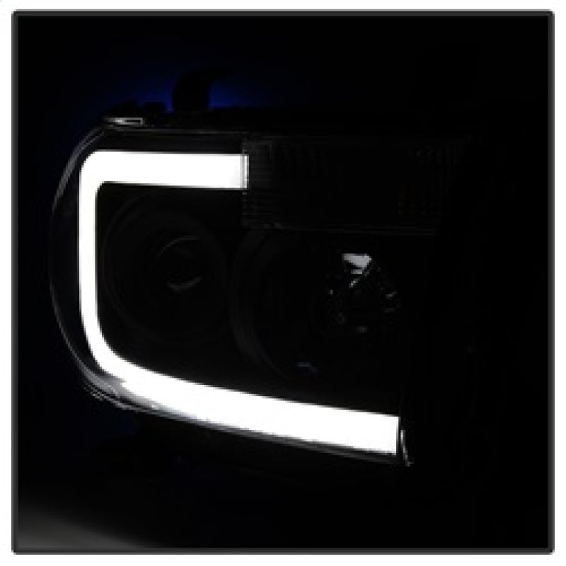 xTune Toyota Tundra 07-13 LED Light Bar Projector Headlights Black PRO-JH-TTU07-LED-BK