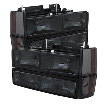 xTune GMC Yukon 92-93 Crystal Headlights w/ Corner & Bumper Smoke HD-JH-GMCCK88-AM-SM-SET