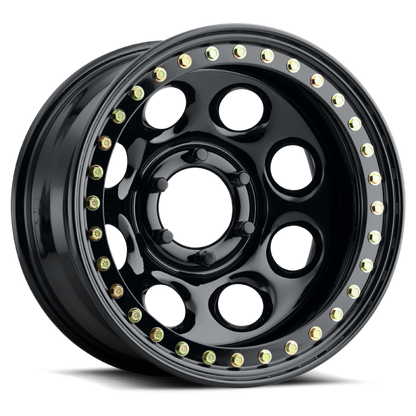 Raceline RT81 Rock 8 17x9.5in/5x139.7 BP/-44mm Offset/107.95mm Bore - Gloss Black Beadlock Wheel