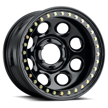 Raceline RT81 Rock 8 17x9.5in/5x139.7 BP/-44mm Offset/107.95mm Bore - Gloss Black Beadlock Wheel