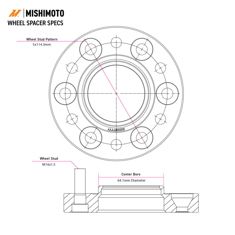 Mishimoto Wheel Spacers - 5x120 - 64.1 CB - M14 x1.5 - 20mm - BK