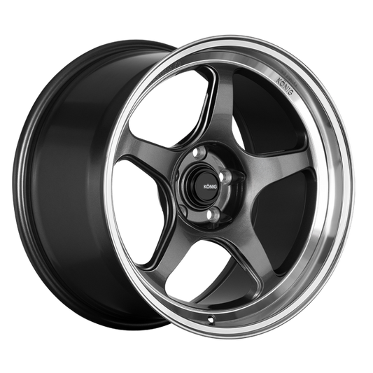 Konig Hyperspec 17x9 4x100 ET45 Anthracite Metallic Wheel w/ Mirror Machined Lip (Knurled Bead)