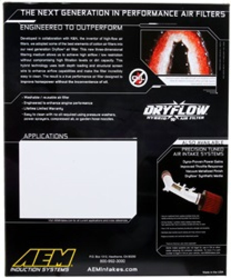 AEM Silverado/Sierra/Avalanche/Tahoe/Yukon 12.625in O/S L x 10in O/S W x 1.75in H DryFlow Air Filter