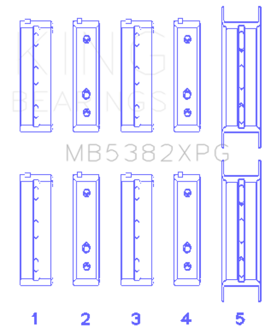 King Subaru EJ20/EJ22/EJ25 (Thrust in #5 Position) Tri-Metal Perf Main Bearing Set - Size +0.25mm