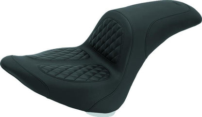Mustang 06-17 Harley Softail Wide Tire (200mm) Fastback 1PC Seat w/Diamond Stitch - Black