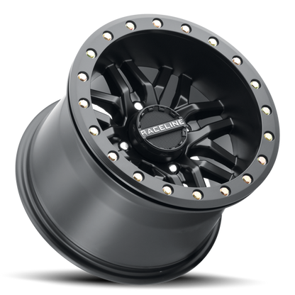 Raceline A91B Ryno 15x7in / 4x156 BP / 10mm Offset / 132.5mm Bore - Satin Black Beadlock Wheel