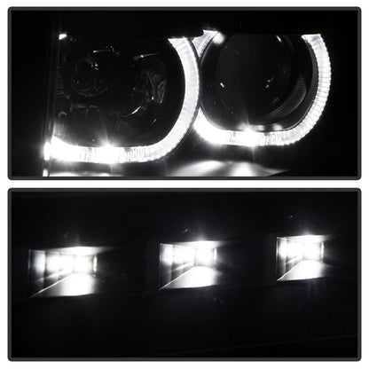 xTune Ford F150 09-14 Projector Headlights Halogen Model Only LED Halo Black PRO-JH-FF15009-CFB-BK