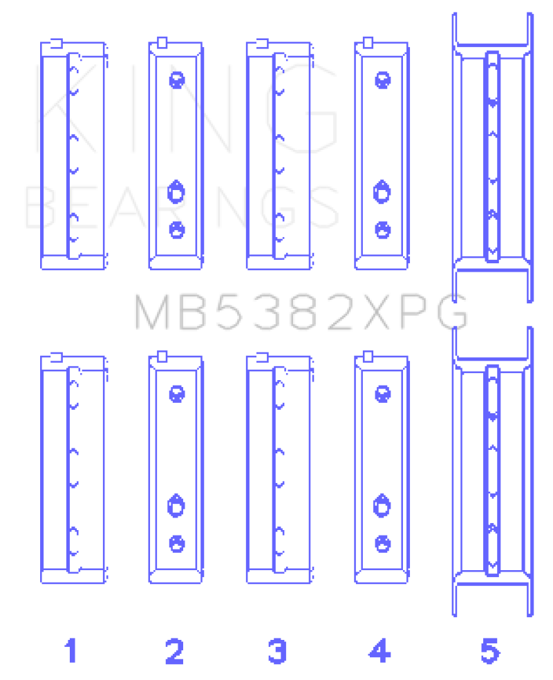 King Subaru EJ20/EJ22/EJ25 (For Thrust in #5 Position) Performance Main Bearing Set - Size STD