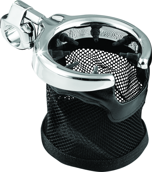 Kuryakyn Drink Holder with Mesh Basket 1 inch Clamp Chrome