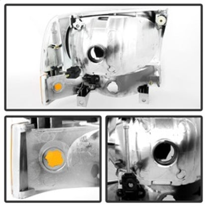 xTune Ford F250/350/450 Superduty 99-04 Crystal Headlights w/ Bumper Lights HD-JH-FF25099-AM-C