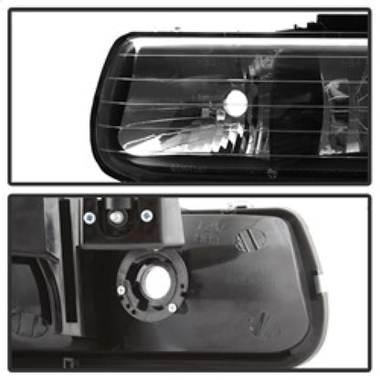 xTune Chevy Tahoe 00-06 Amber Crystal Headlights w/ Bumper Lights Black HD-JH-CSIL99-SET-AM-BK