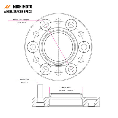 Mishimoto Wheel Spacers - 5x114.3 - 67.1 - 25 - M12 - Black