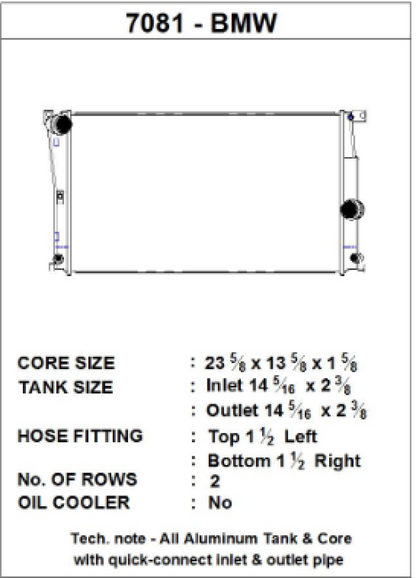 CSF BMW 2 Series (F22/F23) / BMW 3 Series (F30/F31/F34) / BMW 4 Series (F32/F33/F36) A/T Radiator