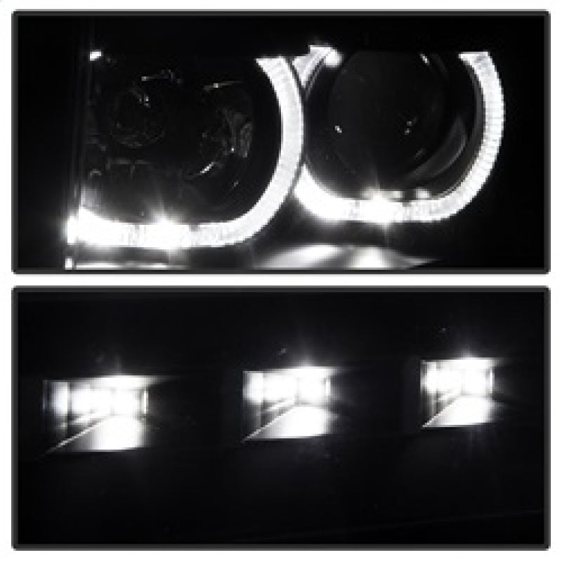 xTune Ford F150 09-14 Projector Headlights Halogen Model Only LED Halo Black PRO-JH-FF15009-CFB-BK